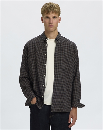 Selected - SLMRegcole Jay Melange Skjorte - Dark Sapphire